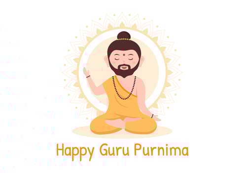 Happy Guru Purnima of Indian Festival to Spiritual and Academic Teachers in Flat Cartoon Flower Background Illustration vector
