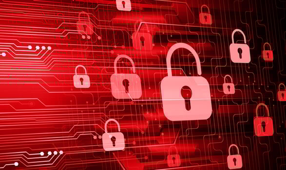 Closed Padlock on digital background, cyber security vector