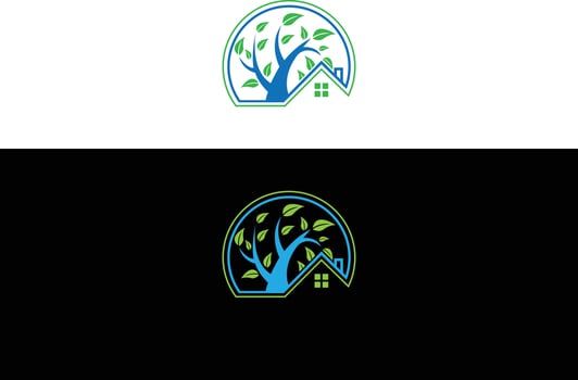 Green leaf house logo and icon design concept vector template.