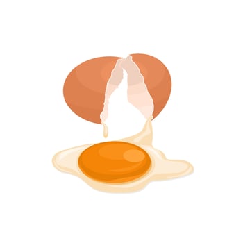 Vector illustration, cracked egg shell isolated on white background, template design for recipe or national egg day banner.