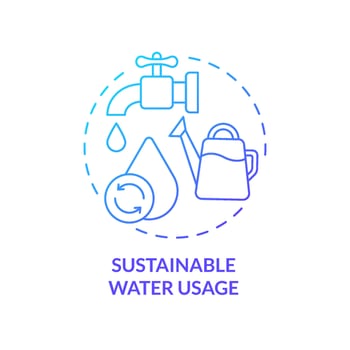Sustainable water usage blue gradient concept icon. Circular economy essential abstract idea thin line illustration. Encouraging water conservation. Isolated outline drawing. vector