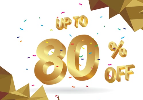 80 percent  OFF Discount Sticker. Sale Red Tag Isolated Vector Illustration. Discount Offer Price Label, Vector Price Discount Symbol