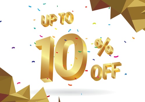10 percent OFF Discount Sticker. Sale Red Tag Isolated Vector Illustration. Discount Offer Price Label, Vector Price Discount Symbol