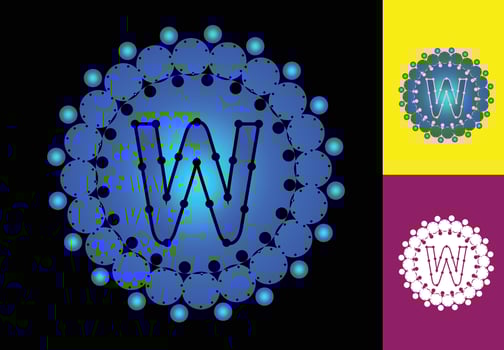 Letter W with circle dot logo and icon design template vector