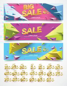 Set of sale banners design. Vector illustration. stylish horizontal banners design with geometric abstract 3 d design. Big sale banner. Sale and discounts. Vector illustration. futuristic modern