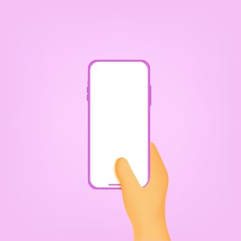 Smartphone interface and hand holding a mobile phone, 3d illustration vector