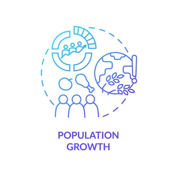 Population growth blue gradient concept icon. Overpopulation. Lack of nutrition. Risks to food security abstract idea thin line illustration. Isolated outline drawing. vector