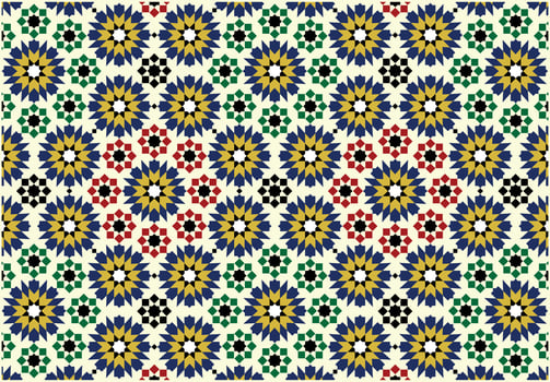 Colorful Floral Moroccan Tile Mosaic Pattern Background. vector