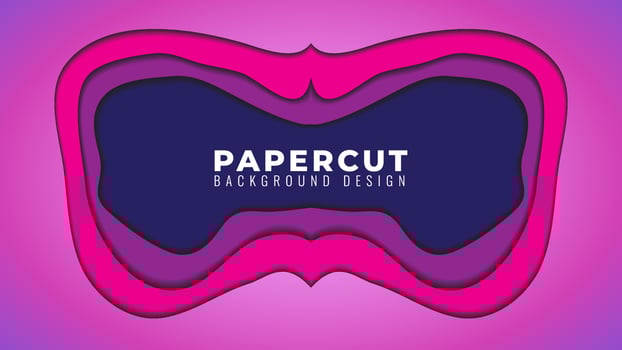 Gloomy Dark Papercut Layers Vector Illustration. Abstract Background Design Template. Pink Magenta Purple Dark Blue Gradient Color Theme.