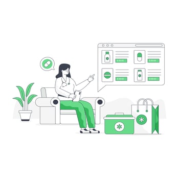 Trendy flat illustration of online pharmacy vector