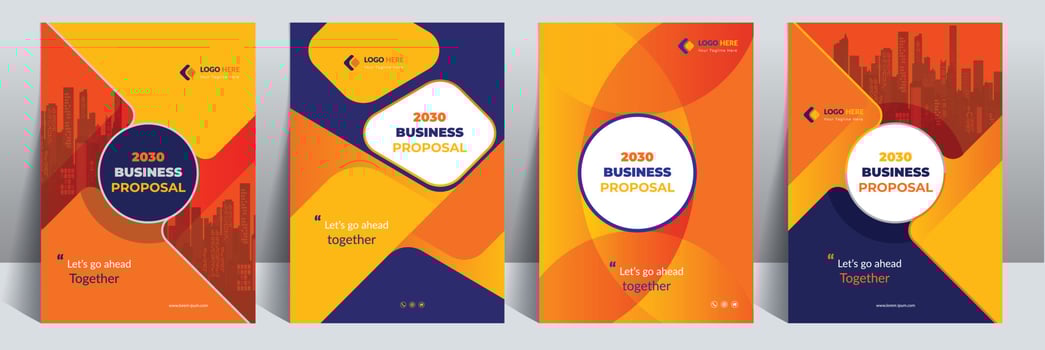 Orange Blue Business Proposal Corporate Cover Design Template adept for multipurpose project vector