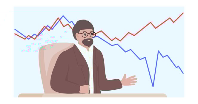 Financial expert giving his view on economical situation. Businessman in formal wear talking his expert view. Business plan. vector