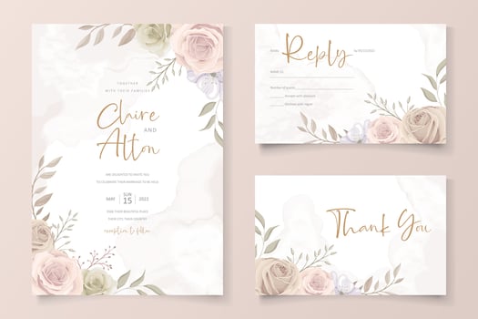 Beautiful roses invitation card template vector
