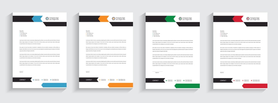 Letterhead Corporate Modern Business Letterhead template design company letterhead Colorful red, green, yellow, blue design stationary project. Multipurpose letterhead  abstract, elegant concept. vector