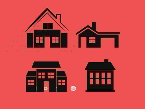 Collection of home free vector illustration isolated on red background