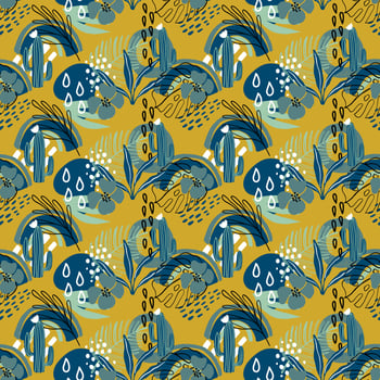Seamless tropical pattern with exotic plants, cactus, rainbow and modern textures on yellow background. Cute vector illustration. Jungle print for textiles, wrapping paper, fabric, scrapbooking.