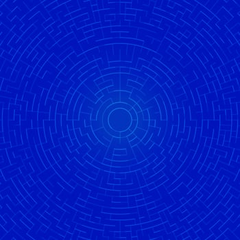 Blue abstract background with circular maze labyrinth lines vector