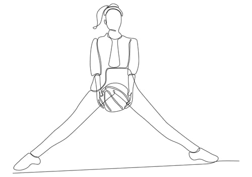 Continuous line art of woman playing basketball vector