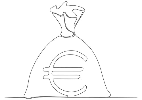 continuous line of money sacks euro vector illustration