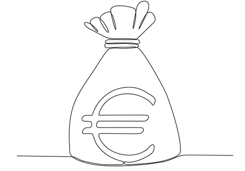 continuous line of money sacks euro vector illustration