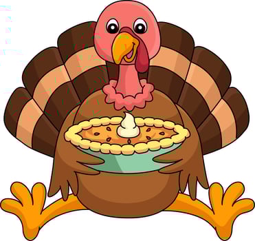 Thanksgiving Turkey Holding A pie Cartoon Clipart vector