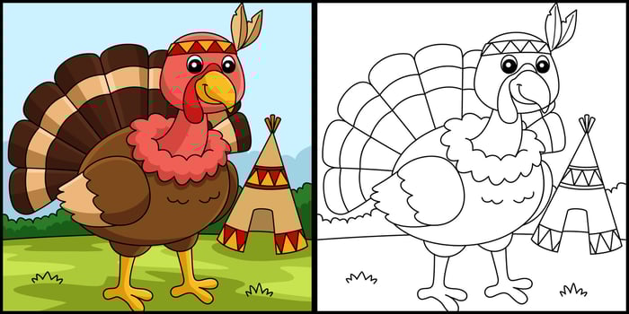 Thanksgiving Turkey Indian Headdress Illustration vector