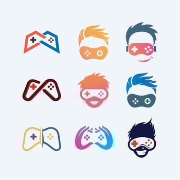 Games logos collection symbol designs for business vector