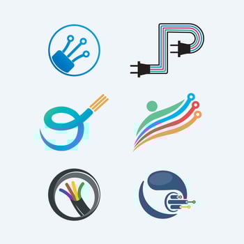 Cable logos collection symbol designs for business vector