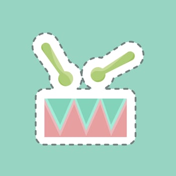Sticker line cut Toy Drum. suitable for Kids symbol. simple design editable. design template vector. simple illustration vector