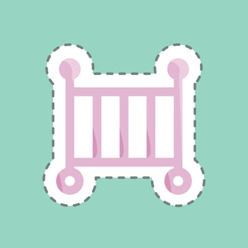 Sticker line cut Crib. suitable for Kids symbol. simple design editable. design template vector. simple illustration vector