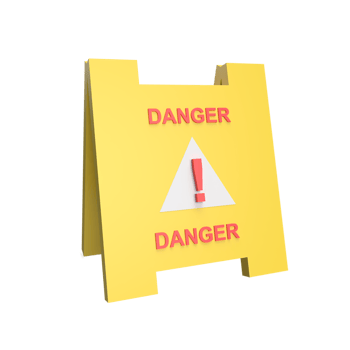 Danger sign 3d icon model cartoon style concept. render illustration png