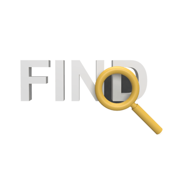 Find with magnifying glass 3d icon model cartoon style concept. render illustration png