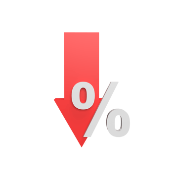 Percent down 3d icon model cartoon style concept. render illustration png