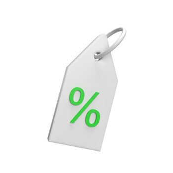 Tag discount 3d icon model cartoon style concept. render illustration png