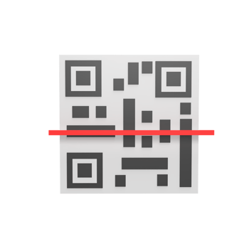 Scan Qr code 3d icon model cartoon style concept. render illustration png