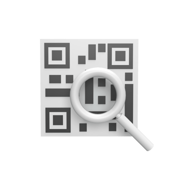 Qr code 3d icon model cartoon style concept. render illustration png