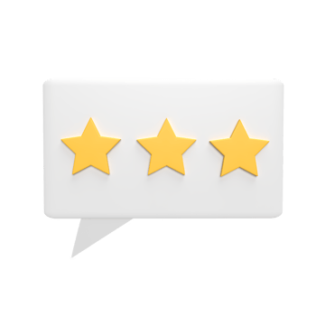 Rating Three star 3d icon model cartoon style concept. render illustration png