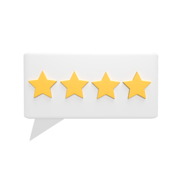 Rating four star 3d icon model cartoon style concept. render illustration png