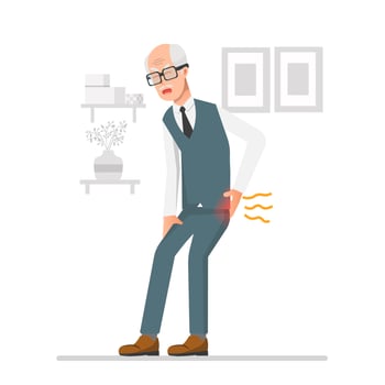 An old man who suddenly had back pain vector