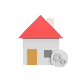 Renovation house 3d icon model cartoon style concept. render illustration png