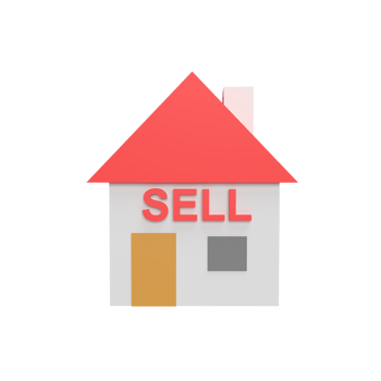 Sell house 3d icon model cartoon style concept. render illustration png