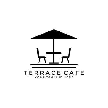 Terrace cafe vintage logo vector illustration design