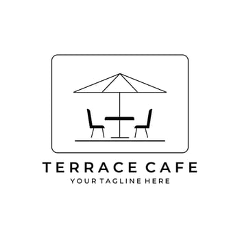 Terrace cafe line art logo vector illustration design