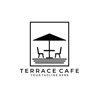 Terrace cafe vintage logo badge vector illustration design