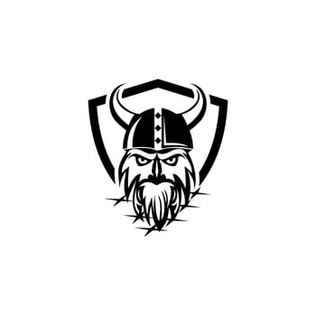 Viking warrior logo design vector illustration