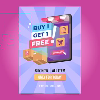 Buy One Get One Free Poster Template vector