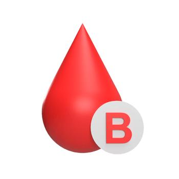 B blood type 3d icon model cartoon style concept. render illustration png