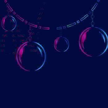 Christmas ball logo line pop art portrait colorful design with dark background. Abstract vector illustration.