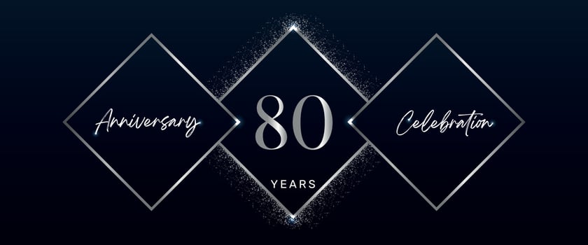 80 years anniversary celebration logotype. Vector design for anniversary celebration events, birthday party, greeting card, wedding, invitation card. 80 Year Anniversary Template Design Vector