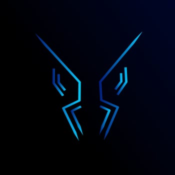 Robot logo design with dark background. Abstract cyborg human symbol for brand technology illustration. vector